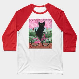 Black Cat Spring Bicycle Ride 2024 Baseball T-Shirt